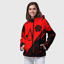 Ветровка с капюшоном женская Assassins Creed logo clewer, цвет: 3D-черный — фото 2