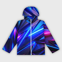 Ветровка с капюшоном женская Яркие неоновые геометрические линии, цвет: 3D-белый