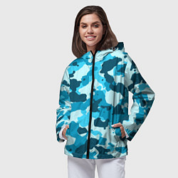 Ветровка с капюшоном женская Военная текстура камуфляжа, цвет: 3D-черный — фото 2