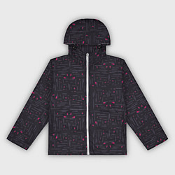 Ветровка с капюшоном женская Розовые треугольники на темном, цвет: 3D-белый