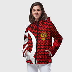 Ветровка с капюшоном женская РФ стиль СССР, цвет: 3D-черный — фото 2