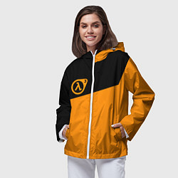 Ветровка с капюшоном женская Half life orange game, цвет: 3D-белый — фото 2