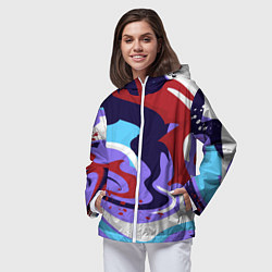 Ветровка с капюшоном женская Клякса абстракция, цвет: 3D-белый — фото 2
