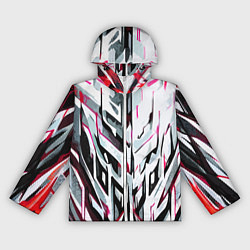 Ветровка с капюшоном женская Хаотичная красно-белая абстракция, цвет: 3D-белый