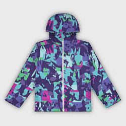 Ветровка с капюшоном женская Абстрактный фон со спортивным узором, цвет: 3D-белый