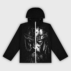 Ветровка с капюшоном женская Суровый викинг в железном шлеме, цвет: 3D-белый