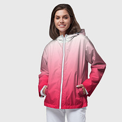 Ветровка с капюшоном женская Розовый градиент, цвет: 3D-белый — фото 2