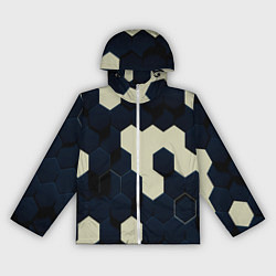 Ветровка с капюшоном женская Соты абстракция, цвет: 3D-белый