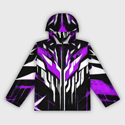 Ветровка с капюшоном женская Purple and white abstraction on a black background, цвет: 3D-черный