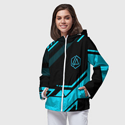 Ветровка с капюшоном женская Linkin park geometry, цвет: 3D-белый — фото 2