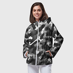 Ветровка с капюшоном женская Серый камуфляж внутренних войск, цвет: 3D-белый — фото 2