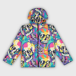 Ветровка с капюшоном женская Граффити череп разноцветный, цвет: 3D-черный