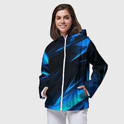 Ветровка с капюшоном женская Грани неоновые текстура, цвет: 3D-белый — фото 2