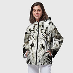 Ветровка с капюшоном женская Black and white abstraction, цвет: 3D-черный — фото 2