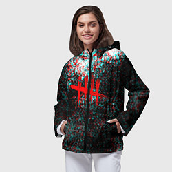 Ветровка с капюшоном женская Dead by daylight краски глитч, цвет: 3D-черный — фото 2