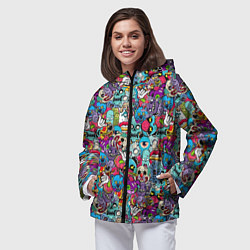 Ветровка с капюшоном женская Скелеты и монстры, цвет: 3D-черный — фото 2