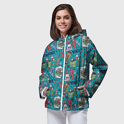 Ветровка с капюшоном женская Гавайская вечеринка, цвет: 3D-белый — фото 2