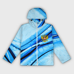 Ветровка с капюшоном женская Герб РФ соты текстура, цвет: 3D-белый