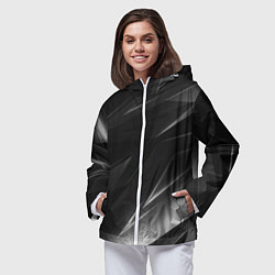 Ветровка с капюшоном женская Чёрно белая геометрия, цвет: 3D-белый — фото 2