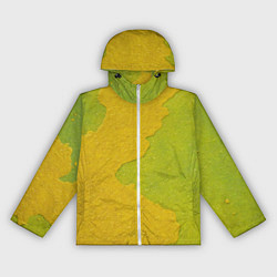 Ветровка с капюшоном женская Желтое пятно на зеленой стене, цвет: 3D-белый