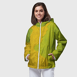 Ветровка с капюшоном женская Желтое пятно на зеленой стене, цвет: 3D-белый — фото 2
