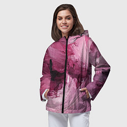 Ветровка с капюшоном женская Розовые краски, цвет: 3D-черный — фото 2