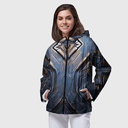 Ветровка с капюшоном женская Стальная броня землянина, цвет: 3D-черный — фото 2