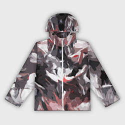 Ветровка с капюшоном женская Абстрактный узор черно-серый, цвет: 3D-белый