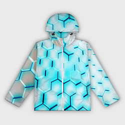 Ветровка с капюшоном женская Неоновая броня соты, цвет: 3D-белый