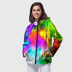 Ветровка с капюшоном женская Неоново кислотный огонь, цвет: 3D-черный — фото 2