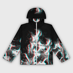 Ветровка с капюшоном женская Огонь глитч текстура, цвет: 3D-белый