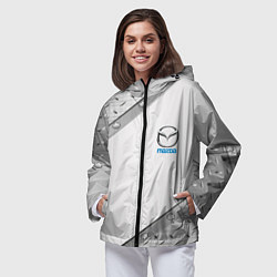 Ветровка с капюшоном женская Mazda текстура метал, цвет: 3D-черный — фото 2