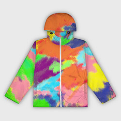 Ветровка с капюшоном женская Яркие пятна мелками - текстура, цвет: 3D-белый