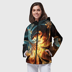 Ветровка с капюшоном женская Абстрактный фрактал, цвет: 3D-черный — фото 2