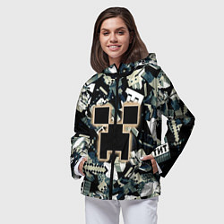 Ветровка с капюшоном женская Логотип Minecraft и его персонажи, цвет: 3D-черный — фото 2