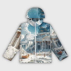 Ветровка с капюшоном женская Фантастическая античность, цвет: 3D-белый