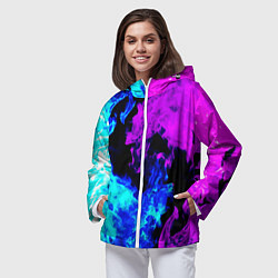 Ветровка с капюшоном женская Битва неонового огня, цвет: 3D-белый — фото 2