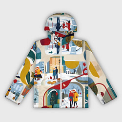Ветровка с капюшоном женская Русская зима зарисовки, цвет: 3D-белый