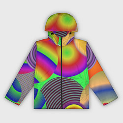 Ветровка с капюшоном женская Яркие шары с градиентом, цвет: 3D-черный