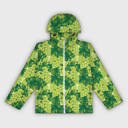 Ветровка с капюшоном женская Виноградный цветной паттерн, цвет: 3D-белый