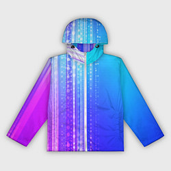 Ветровка с капюшоном женская Неоновая абстракция полосы, цвет: 3D-белый