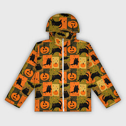 Ветровка с капюшоном женская Хэллоуин мозаика, цвет: 3D-белый