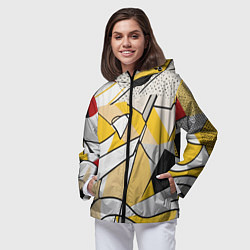 Ветровка с капюшоном женская Абстракция поп-арт геометрия, цвет: 3D-черный — фото 2