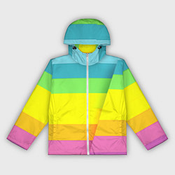 Ветровка с капюшоном женская Разноцветные полосы, цвет: 3D-белый
