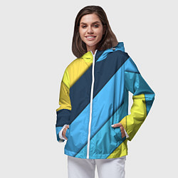 Ветровка с капюшоном женская Линии геометрия, цвет: 3D-белый — фото 2