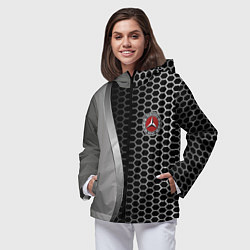Ветровка с капюшоном женская Mercedes металическая сетка, цвет: 3D-черный — фото 2