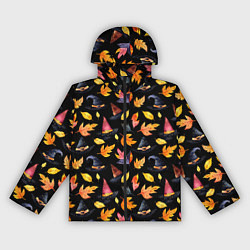 Ветровка с капюшоном женская Ведьмина шляпа - паттерн, цвет: 3D-черный
