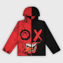 Ветровка с капюшоном женская Злобный смайлик с языком, цвет: 3D-черный