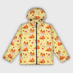Ветровка с капюшоном женская Рыжие лисички цветной паттерн, цвет: 3D-черный