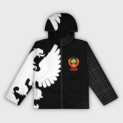 Ветровка с капюшоном женская СССР паттерн орёл, цвет: 3D-черный